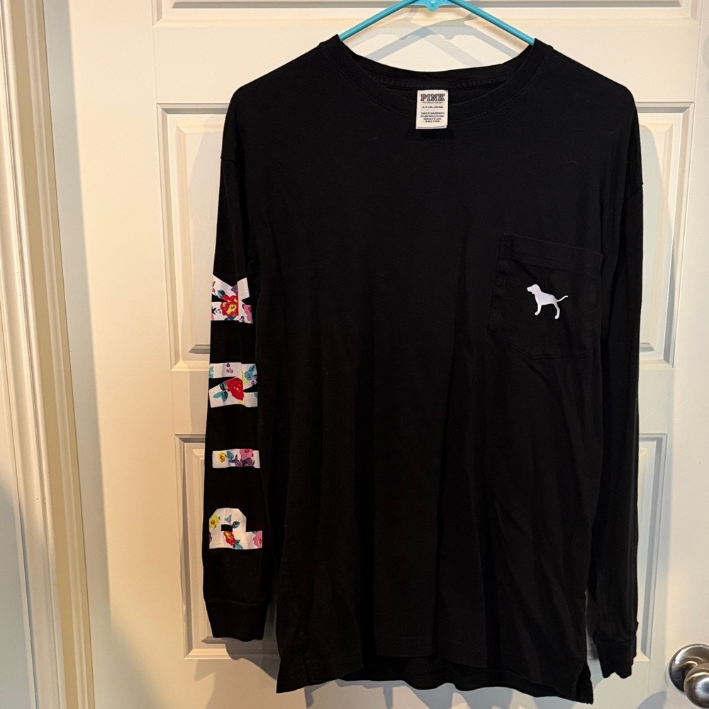 PINK Victoria's Secret Black Long Sleeve Shirt with Logo - Picture 5 of 7